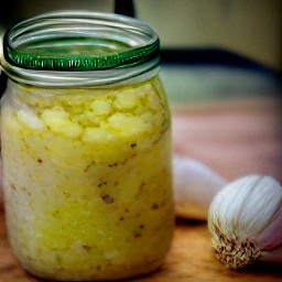 the vermont salad dressing mixture is in a jar.