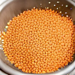 rinsed red lentils.