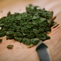 chopped basil and parsley, and peeled and minced garlic.