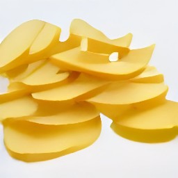 thinly sliced potatoes.