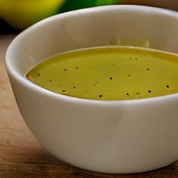 a vinaigrette made with lime zest, lemon juice, olive oil, basil, and yellow mustard.