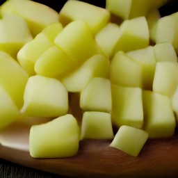 the potatoes cut into chunks.