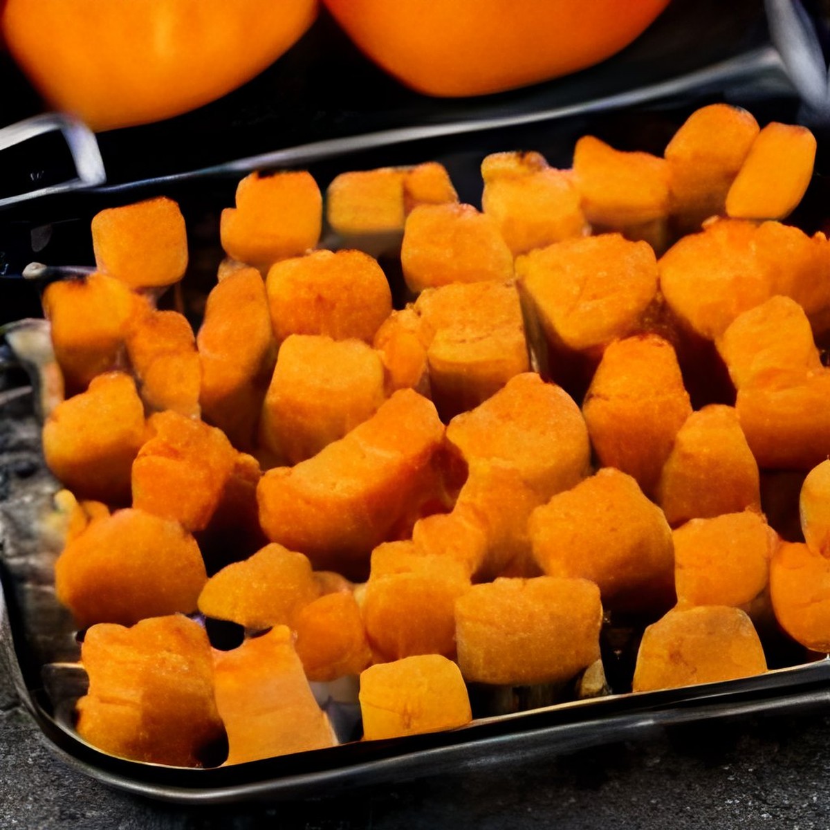 roasted pumpkin cubes.