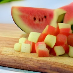 lemon slices and watermelon rind cubes.