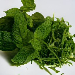 shredded spearmint and sorrel leaves.