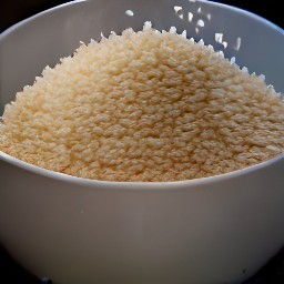 the output is a bowl of cold water with bulgar in it.