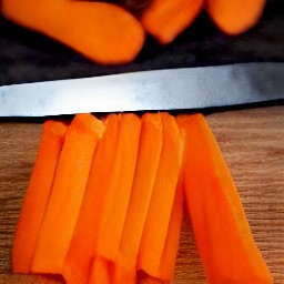 the carrots are cut into sticks.
