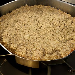 the crumbles spread over the apple mixture.