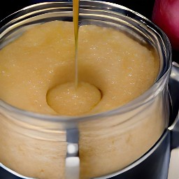 the food processor will output a chopped apple filling with raisins, cinnamon, and nutmeg.