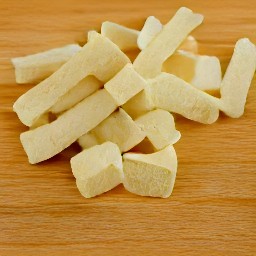 the tofu is cut into strips.