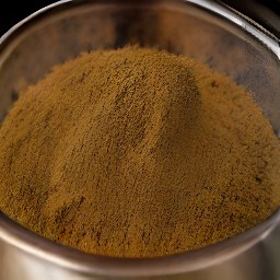 the output is a mixture of milk powder, powdered coffee creamer, vanilla powdered coffee creamer, granulated sugar, instant tea, ground ginger, ground cinnamon, ground cloves and cardamom.