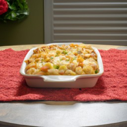 

This gluten-free, egg-free, nut-free and soy-free no meat tater tot casserole is a flavourful side dish made with onions, cream of celery soup, tater tots and cheddar cheese.