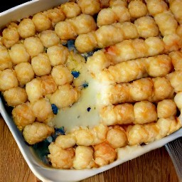 the casserole dish is removed from the oven and the heat is turned off.