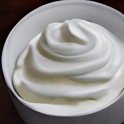 the output is a mixture of whipping cream, sugar and vanilla extract.