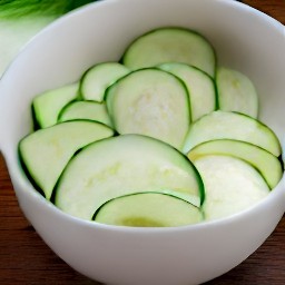 zucchini slices that have been mixed for 2 minutes to get marinated.