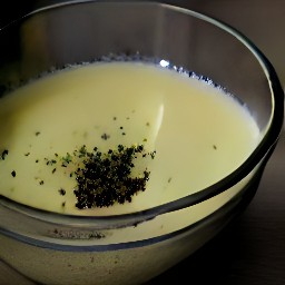 a bowl containing all-purpose flour, melted butter, dried parsley, and black pepper that has been whisked for 2 minutes.