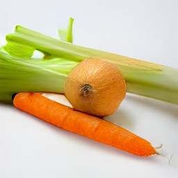 a bowl of chopped onion, carrot, and celery.