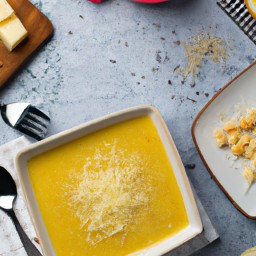 

This delicious, eggs-free and nuts-free potato cheese soup is perfect for dinner! It's made from potatoes, onions, whole milk and swiss cheese - a savory combination.