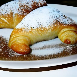 the croissant is now covered in a thin layer of powdered sugar.