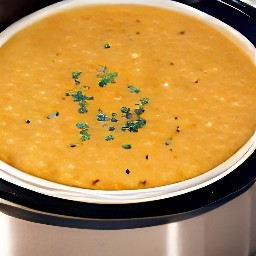 a crockpot full of lentil soup.