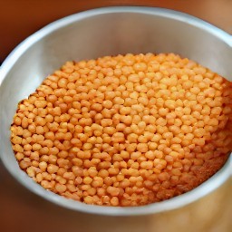 rinsed red lentils in a colander.