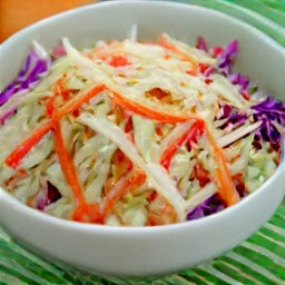 a coleslaw with spicy thai vinaigrette.