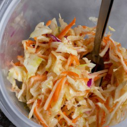 

This delicious and nutritious Asian-style salad made of red cabbages, napa cabbage, carrots and peanut oil is gluten-, egg-, soy- and lactose-free.