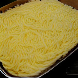 a lasagna dish with alfredo sauce, ricotta cheese mixture, and mozzarella cheese.