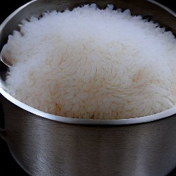 a pot of cooked white rice.