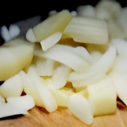 a peeled and chopped onion.
