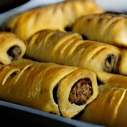 a tray of pecan sausage rolls.