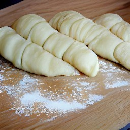 the puff pastry cut into 5 pieces.