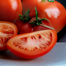 a sliced avocado and cut cherry tomatoes.