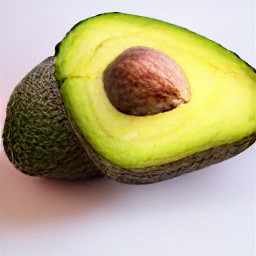 the avocado is cut in half.