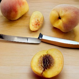 the peaches have been cut in half.