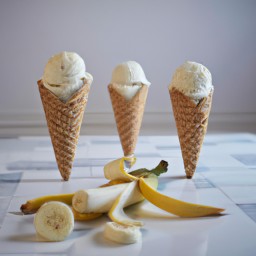 

Banana ice cream is a delicious, healthy no-cook dessert that is free of eggs, nuts and soy. It's perfect for making with kids using just bananas and ice cream cones!
