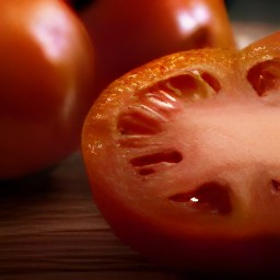 the beefsteak tomatoes are cut in half.