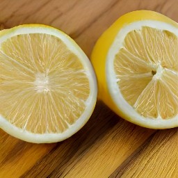 the lemon is cut in half.