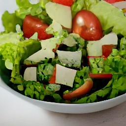 a plate with lettuce, avocado mixture, cucumber, and chopped cilantro.