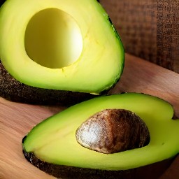 the avocados are cut in half.