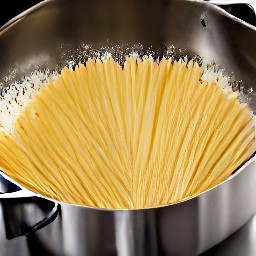spaghetti that has been boiled for 9 minutes.