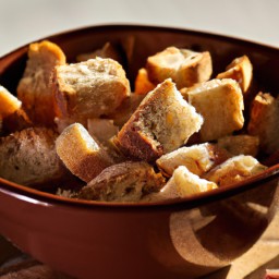 

Vegan, eggs-free, nuts-free, soy-free and lactose-free European salty croutons made of bread are a delicious snack!