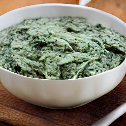 a bowl of spinach mixture.