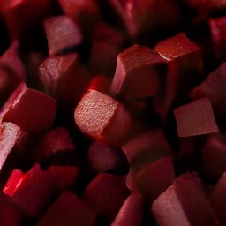 the beets are cut into cubes.