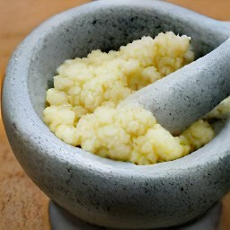 a paste made from the crushed garlic.