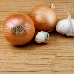 peeled and chopped onions and garlic.