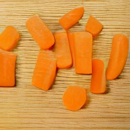 the carrots peeled and cut into chunks.