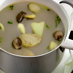 a creamy soup with chunks of vegetables.