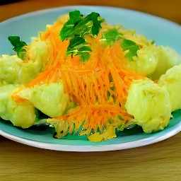 a platter with the grated carrots and chopped parsley on top.