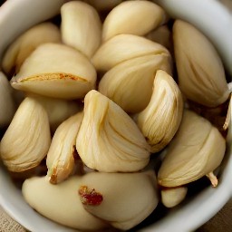 garlic in a bowl with a quarter tsp of salt sprinkled on top.